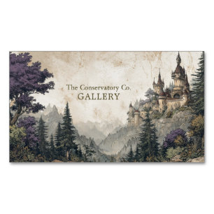Mediaeval Castle Forest Valley Vintage Illustratio Magnetic Business Card