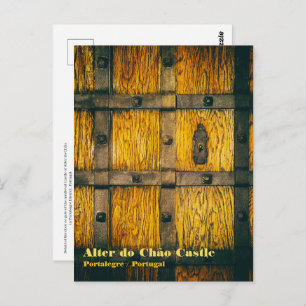 Mediaeval castle gate close-up postcard