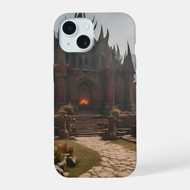 Mediaeval Castle Mountain Landscape iPhone 15 Case (Back)