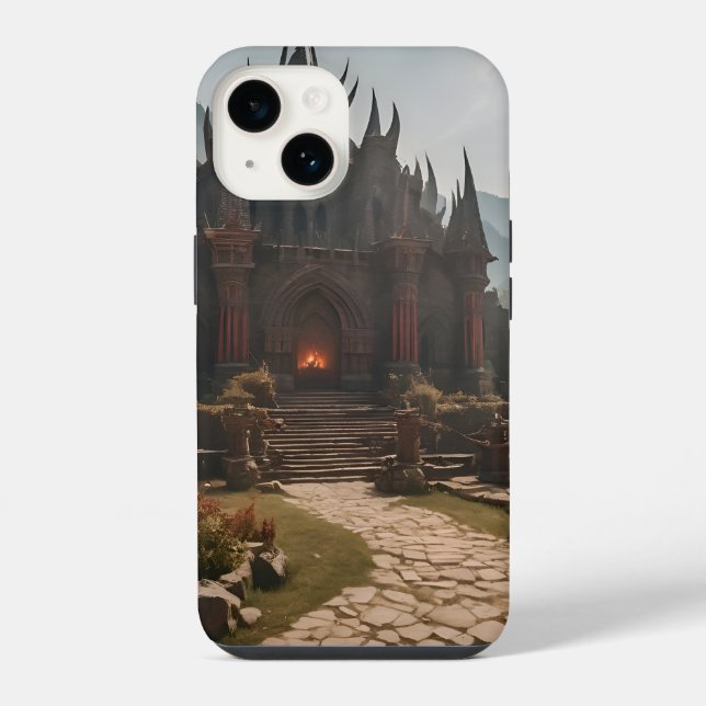 Mediaeval Castle Mountain Landscape iPhone Case (Back)