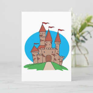 Mediaeval Castle on Hill with Red Flags Invitation