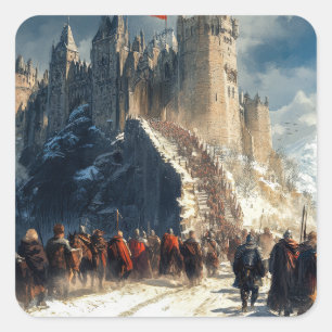 Mediaeval Castle Square Sticker