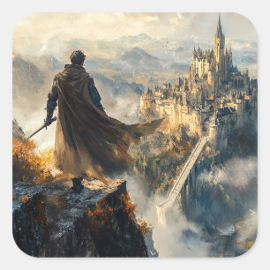 Mediaeval Castle Square Sticker