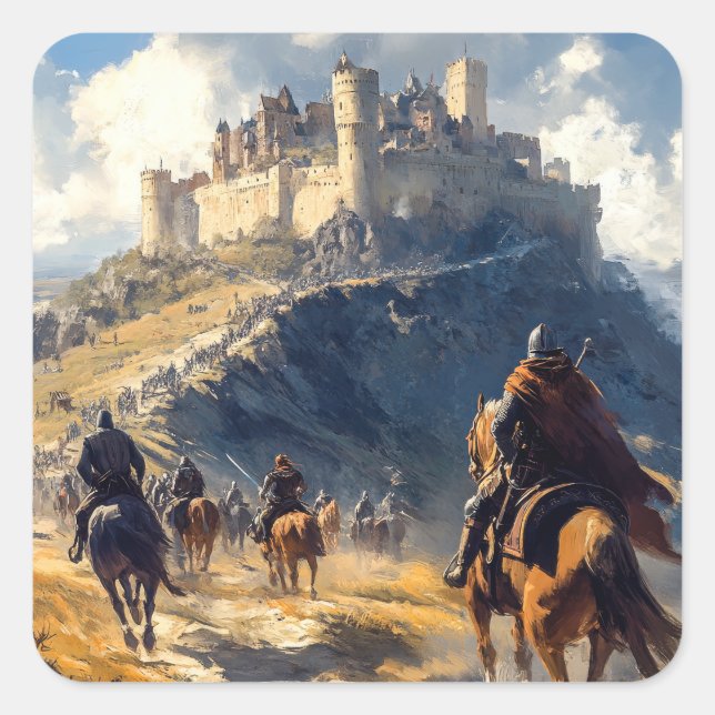 Mediaeval Castle Square Sticker (Front)
