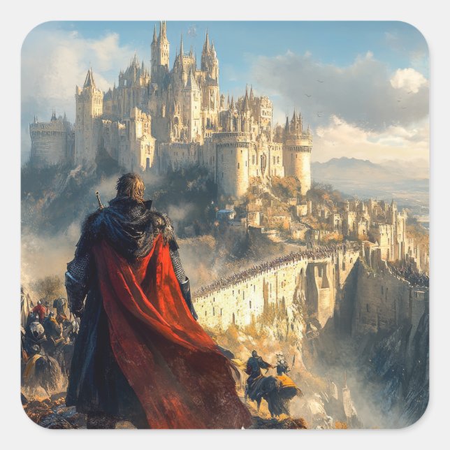 Mediaeval Castle Square Sticker (Front)
