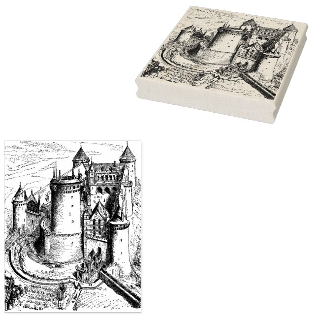 Mediaeval Castle Vintage Illustrations  Rubber Stamp (Stamped)