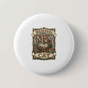 Mediaeval Cat Cat Mediaeval Manuscript Vintage 6 Cm Round Badge