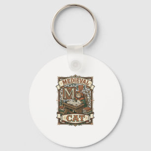 Mediaeval Cat Cat Mediaeval Manuscript Vintage Key Ring