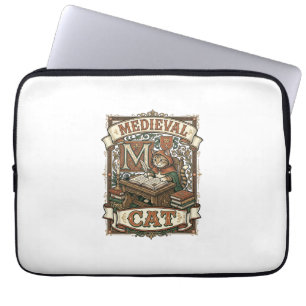 Mediaeval Cat Cat Mediaeval Manuscript Vintage Laptop Sleeve