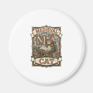 Mediaeval Cat Cat Mediaeval Manuscript Vintage Magnet