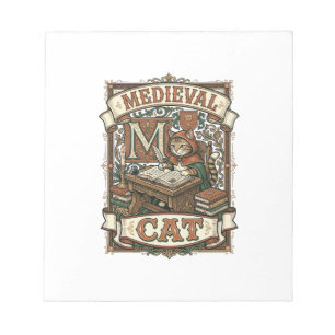 Mediaeval Cat Cat Mediaeval Manuscript Vintage Notepad