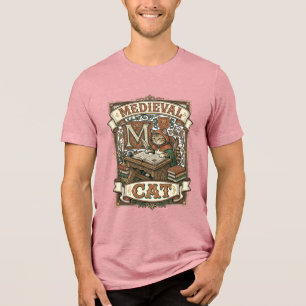 Mediaeval Cat Cat Mediaeval Manuscript Vintage Tri-Blend Shirt