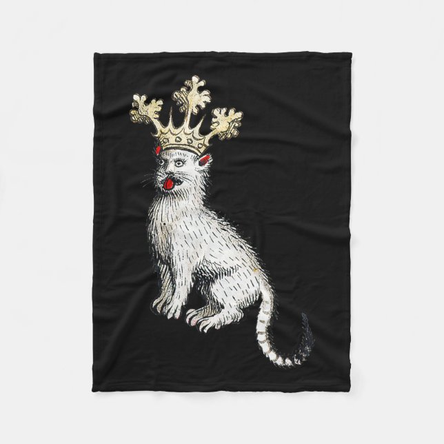 Mediaeval Cat King Antique Middle Ages Germany  Fleece Blanket (Front)