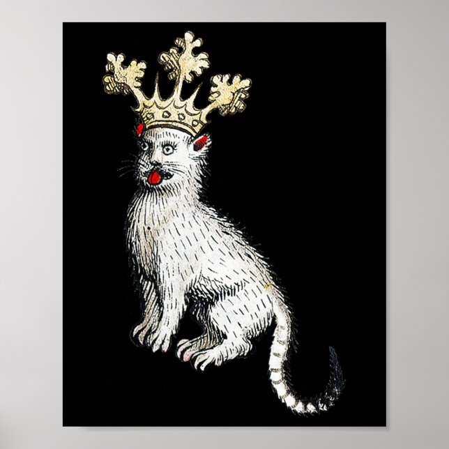 Mediaeval Cat King Antique Middle Ages Germany  Poster (Front)