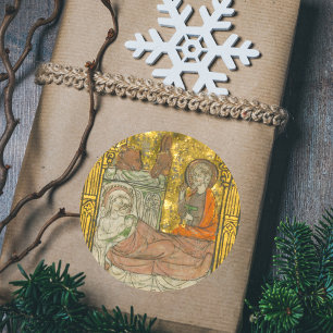 Mediaeval Catholic Christian Christmas Nativity  Classic Round Sticker