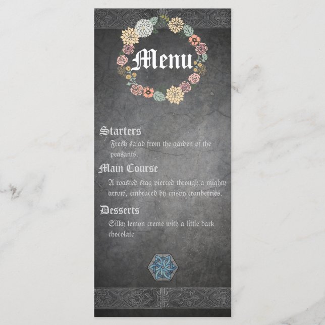 Mediaeval Celtic Wedding Menu Card (Front)