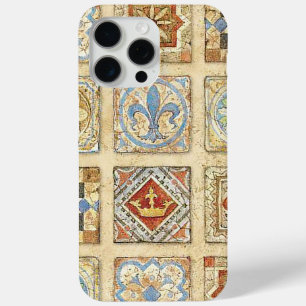 Mediaeval Ceramic Tile Crowns Fleur De Lis iPhone 15 Pro Max Case