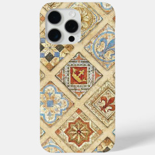 Mediaeval Ceramic Tile Crowns Fleur De Lis iPhone 15 Pro Max Case
