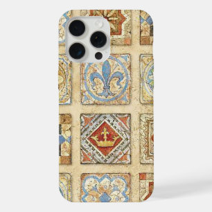Mediaeval Ceramic Tile Crowns Fleur De Lis iPhone 15 Pro Max Case