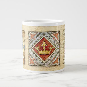 Mediaeval Ceramic Tile Crowns Fleur De Lis Large Coffee Mug