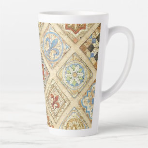 Mediaeval Ceramic Tile Crowns Fleur De Lis Latte Mug