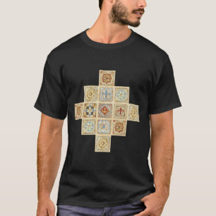 Mediaeval Ceramic Tile Crowns Fleur De Lis T-Shirt