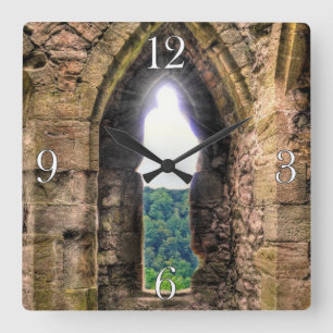 Mediaeval Chepstow Castle Monmouthshire, Wales, UK Square Wall Clock