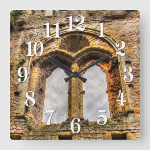 Mediaeval Chepstow Castle Window in Wales, UK Square Wall Clock
