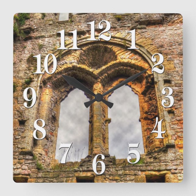 Mediaeval Chepstow Castle Window in Wales, UK Square Wall Clock (Front)