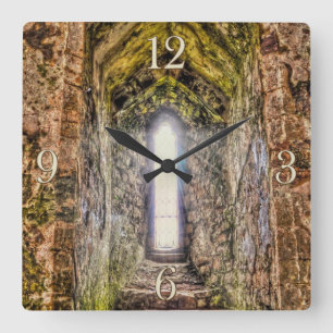 Mediaeval Chepstow Castle Window, Wales, UK Square Wall Clock