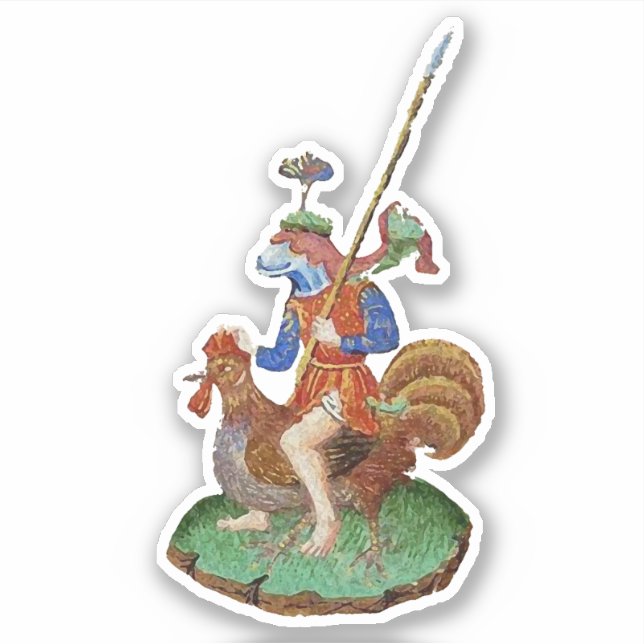 Mediaeval Chicken-Rider Vinyl Sticker (Front)