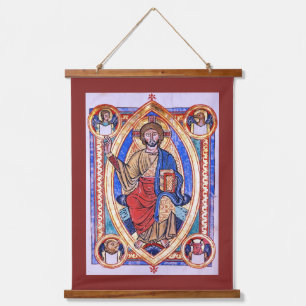 Mediaeval Christian Religious Art Christ in Majest Hanging Tapestry