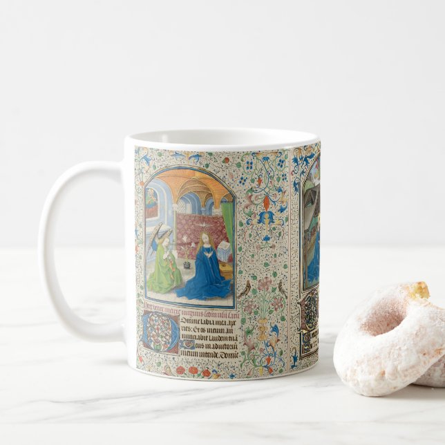 Mediaeval Christmas Nativity by Willem Vrelant Coffee Mug (With Donut)