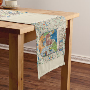 Mediaeval Christmas Nativity by Willem Vrelant Short Table Runner