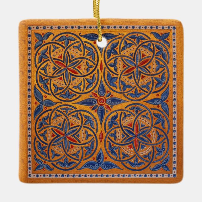 Mediaeval circles ceramic tree decoration (Front)