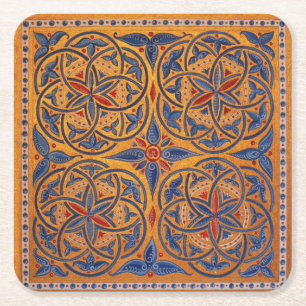 Mediaeval circles square paper coaster