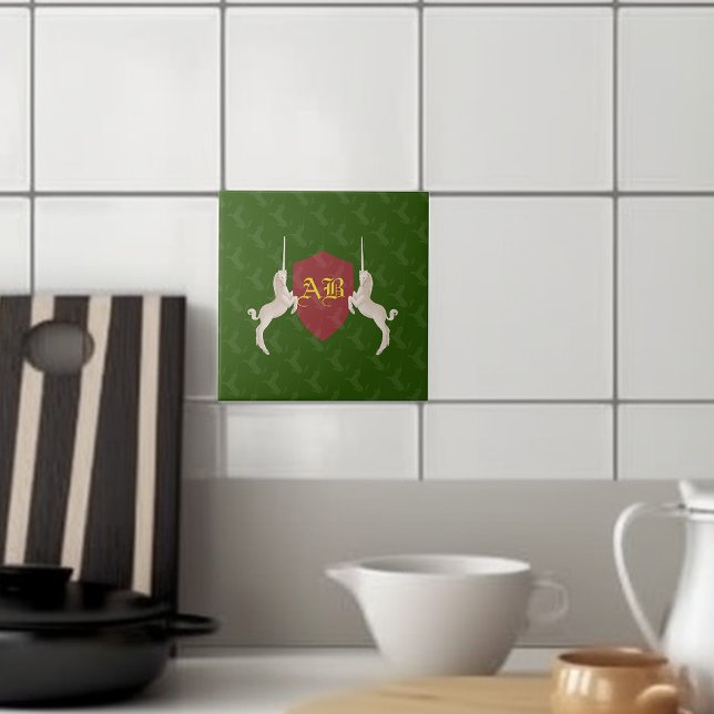 Mediaeval Coat of Arms Monogram Ceramic Tile (Creator Uploaded)