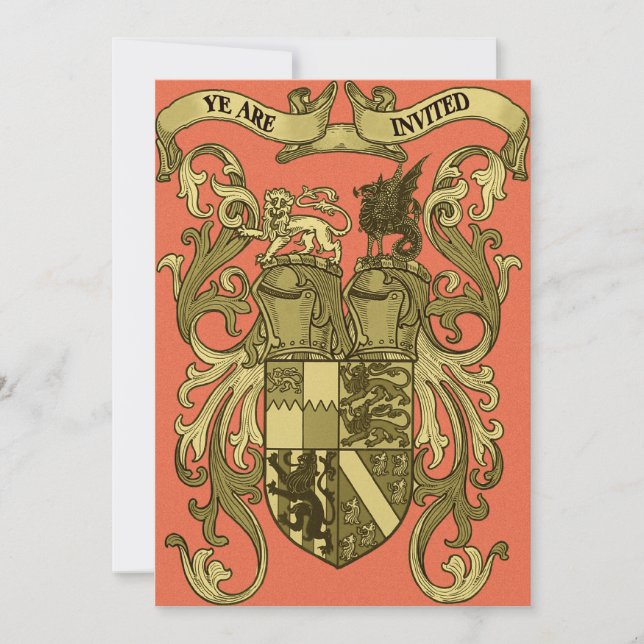 Mediaeval Coat Of Arms Wedding Invitations (Front)