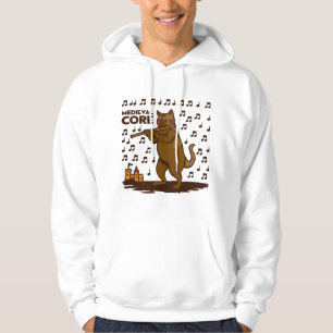 Mediaeval Core Funny Cat Playing Flute Art Hoodie