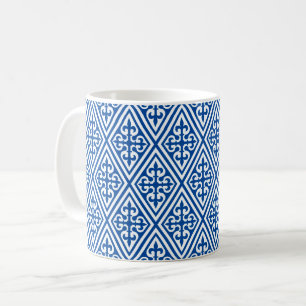 Mediaeval Cross Damask - Cobalt Blue and White Coffee Mug