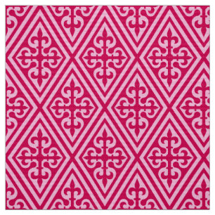 Mediaeval Cross Damask - Fuchsia Pink Fabric