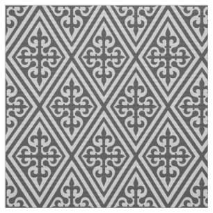 Mediaeval Cross Damask - Silver Grey / Grey Fabric
