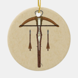 Mediaeval Crossbow with Bolts Ceramic Tree Decoration