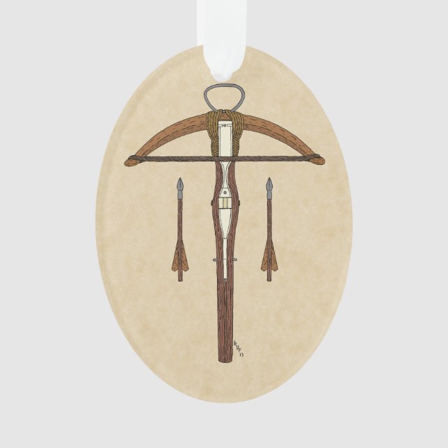 Mediaeval Crossbow with Bolts Ornament (Front)