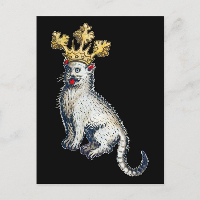 Mediaeval Crowned Cat Postcard (Front)