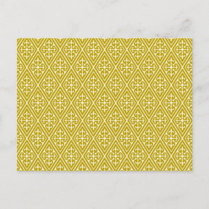 Mediaeval Damask Diamonds, mustard gold Postcard