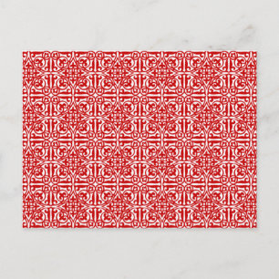 Mediaeval Damask Diamonds, red and white Postcard