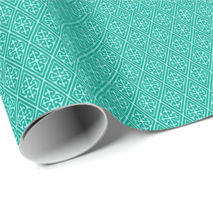 Mediaeval Damask Diamonds, turquoise and aqua Wrapping Paper