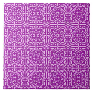 Mediaeval Damask Fleur-de-lis, amethyst purple Ceramic Tile