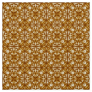 Mediaeval Damask Fleur-de-lis, copper and cream Fabric